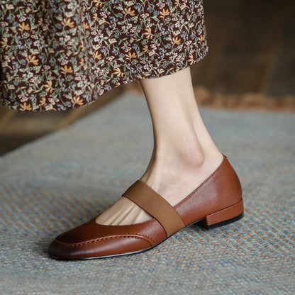 French Style Retro Soft Mary Jane Leather Shoes