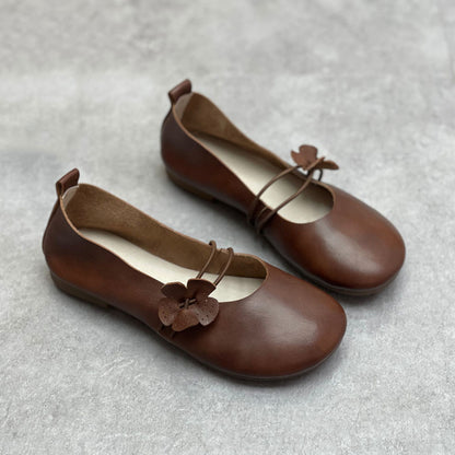 Handmade Leather Flowers Accents Women Flats