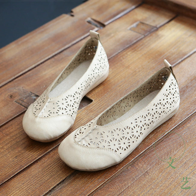 Handmade Retro Hollow-Out Breathable Flats