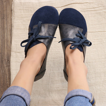 Handmade Retro Paneled Lace-Up Leather Shoes