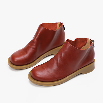 Handmade Retro Slip-On Leather Ankle Boots