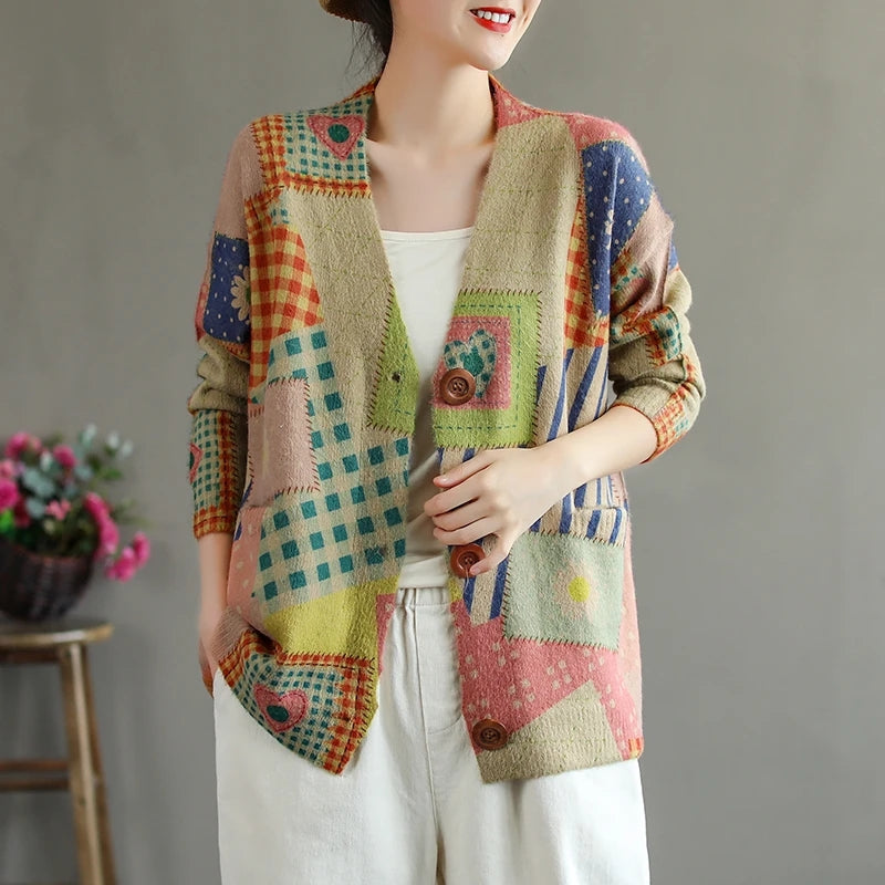 Knitted Buttoned Sweater Cardigan - Luckyback