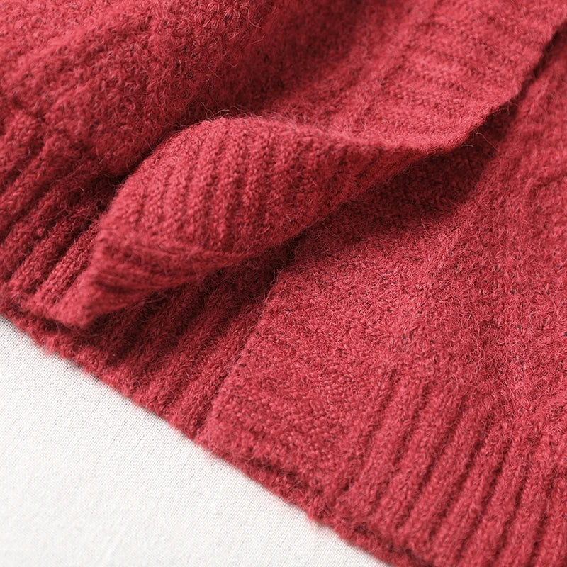 Knitted Patchwork Hooded Sweater Coat - Luckyback