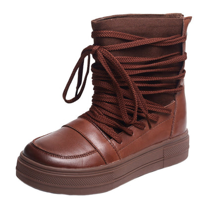 Lace-Up MId Heel Martin Boots - Luckyback
