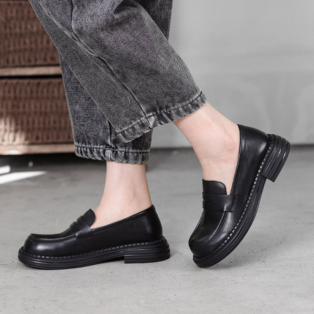 Leather Retro Soft Loafers Shoes