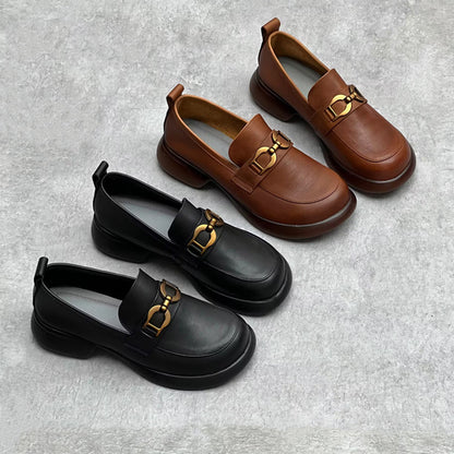 Leather Round Toe Comfortable Loafers Shoes