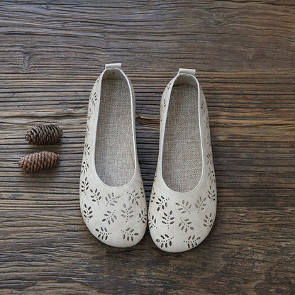 Leaves Hollow Out Flats Slip On Shoes
