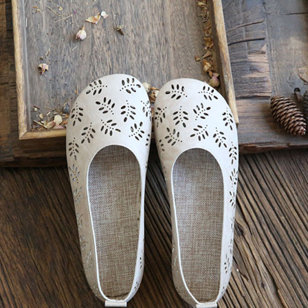 Leaves Hollow Out Flats Slip On Shoes