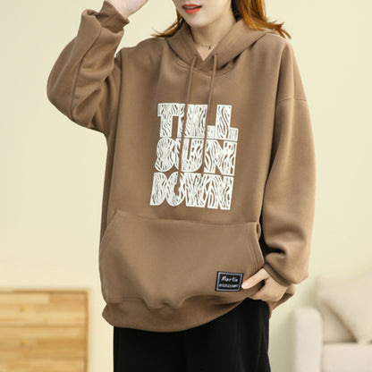 Letter Print Loose Fit Hoodie - Luckyback