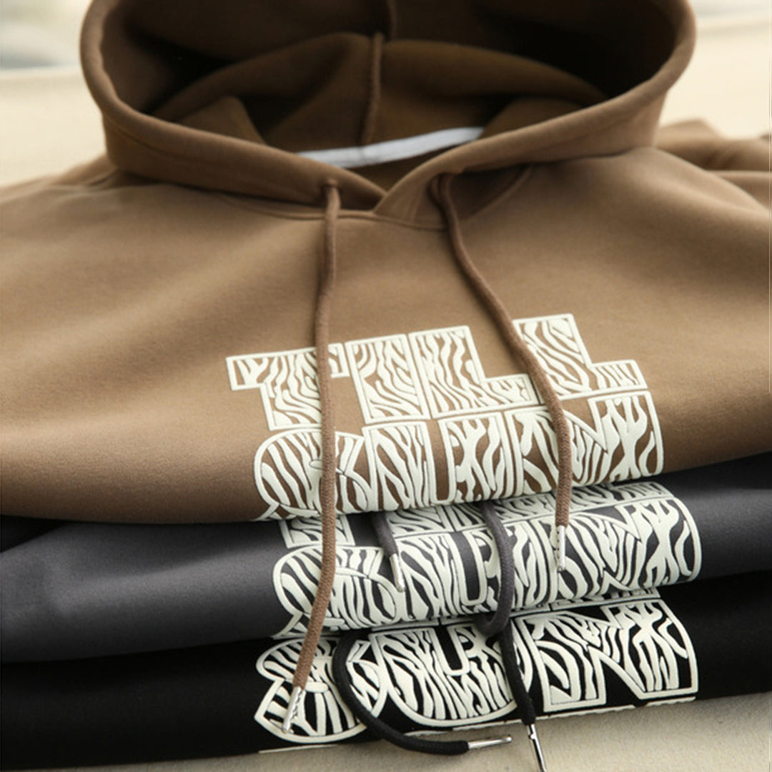 Letter Print Loose Fit Hoodie - Luckyback