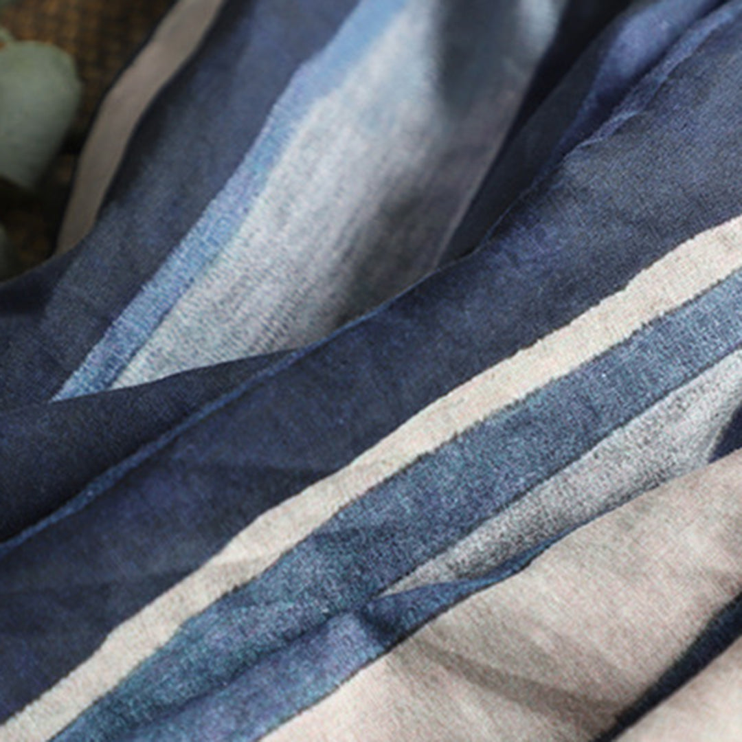 Linen Striped Casual Midi Skirt - Luckyback