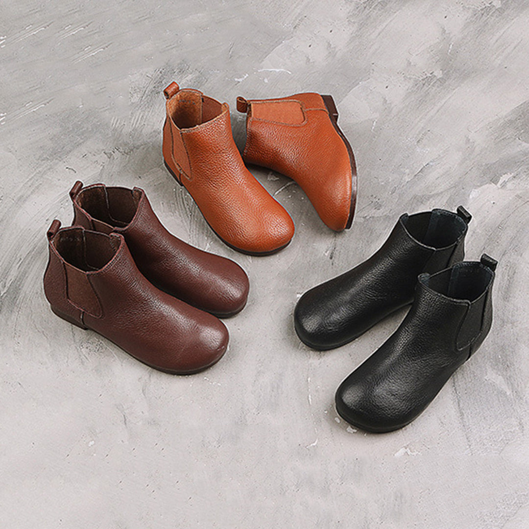 Original Handmade Round Toe Leather Boots Retrosia
