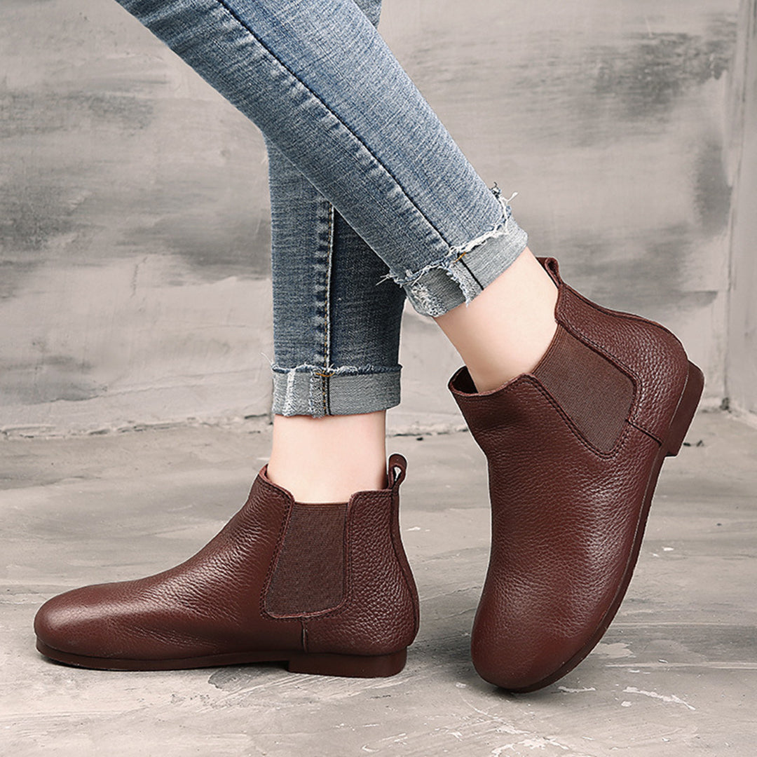 Original Handmade Round Toe Leather Boots Retrosia
