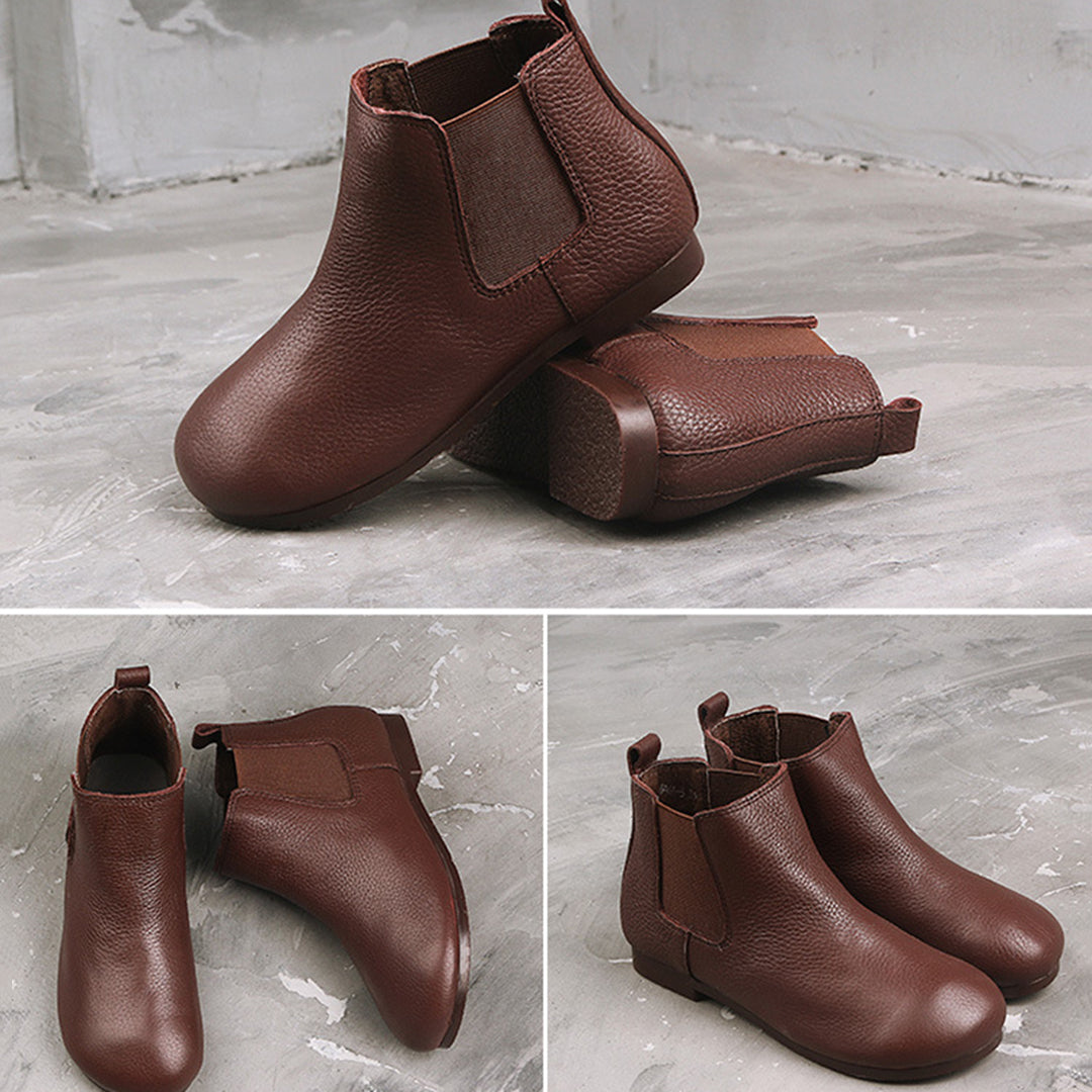Original Handmade Round Toe Leather Boots Retrosia