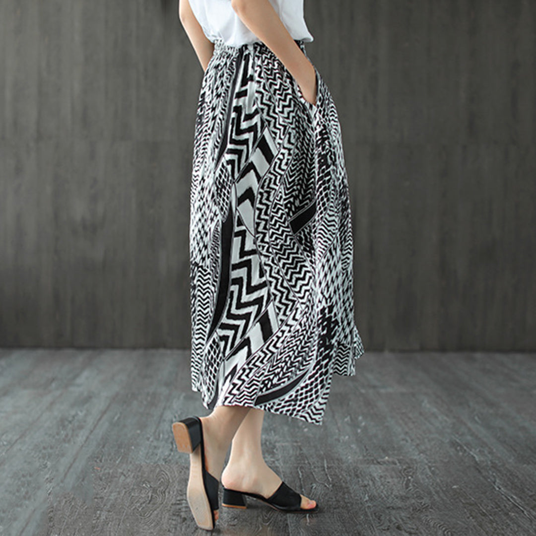 Printed A-Line Loose Fit Skirt - Luckyback