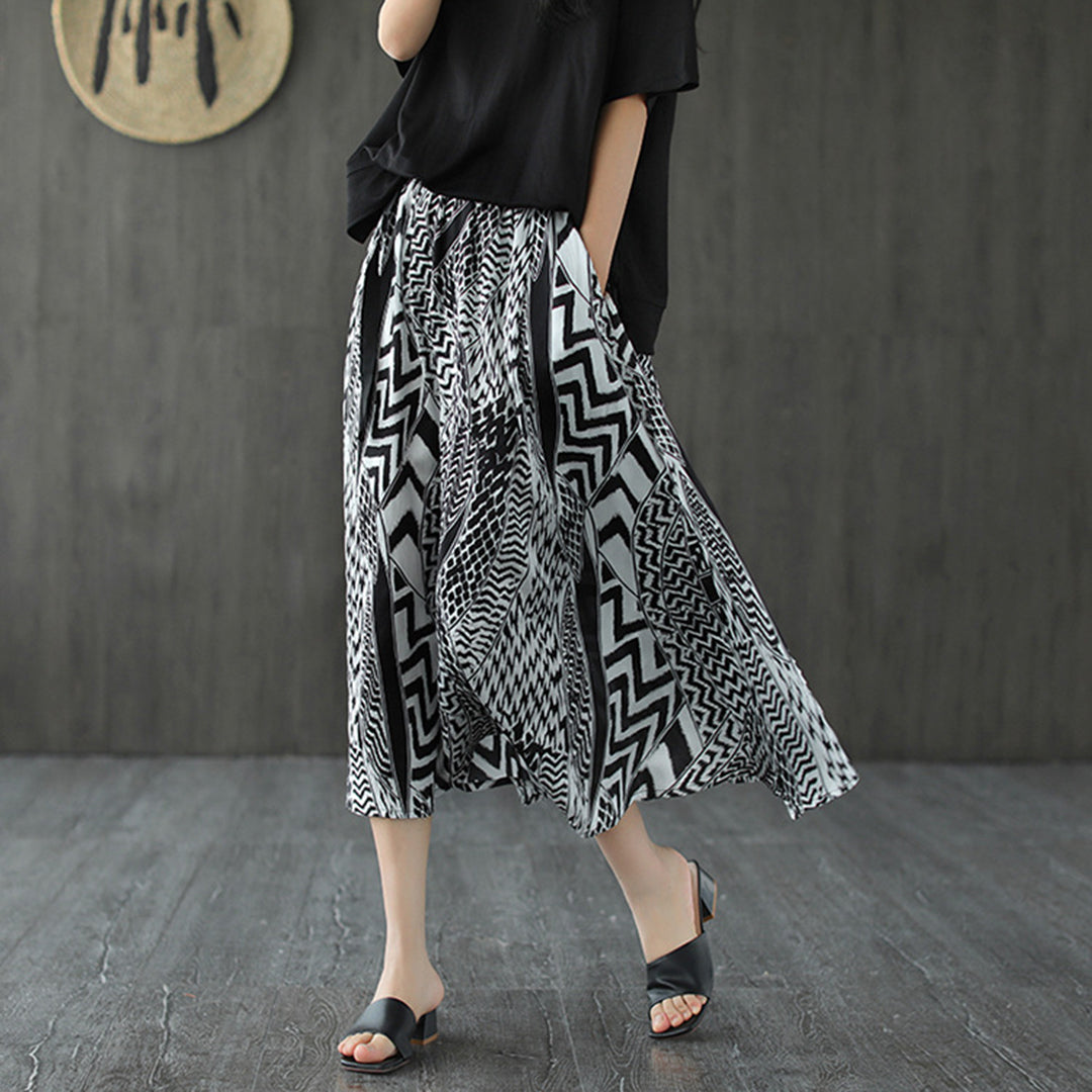 Printed A-Line Loose Fit Skirt - Luckyback