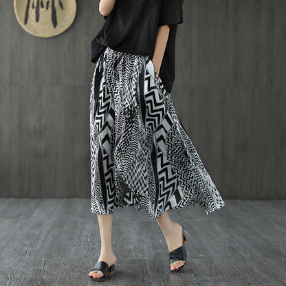 Printed A-Line Loose Fit Skirt - Luckyback