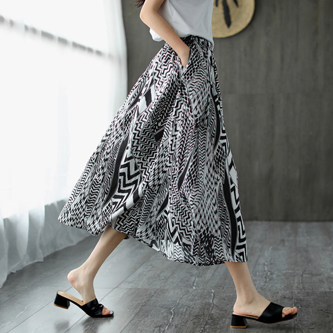 Printed A-Line Loose Fit Skirt - Luckyback