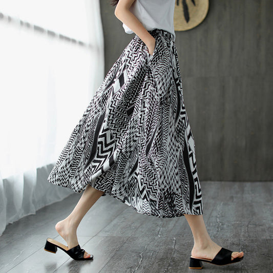 Printed A-Line Loose Fit Skirt - Luckyback