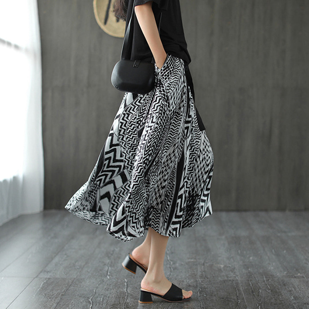 Printed A-Line Loose Fit Skirt - Luckyback