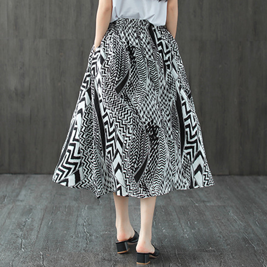 Printed A-Line Loose Fit Skirt - Luckyback