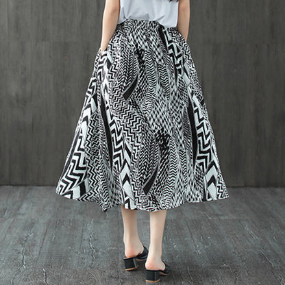 Printed A-Line Loose Fit Skirt - Luckyback