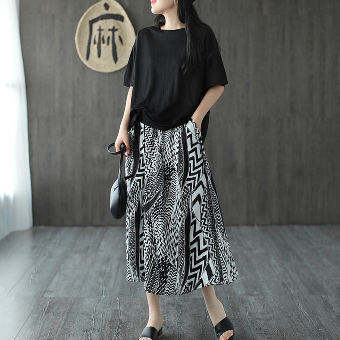 Printed A-Line Loose Fit Skirt - Luckyback