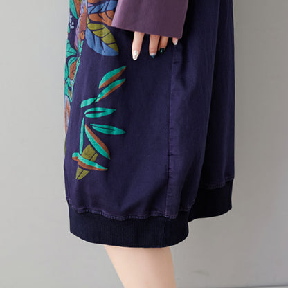 Printed Paneled Retro Hooded Dress