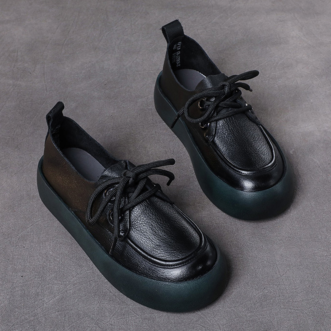 Retro Handmade Flatform Leather Shoes - Luckyback