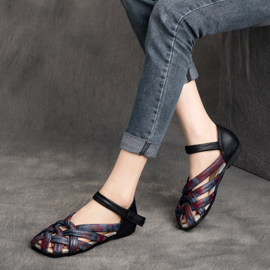 Retro Handmade Woven Leather Sandals - Luckyback