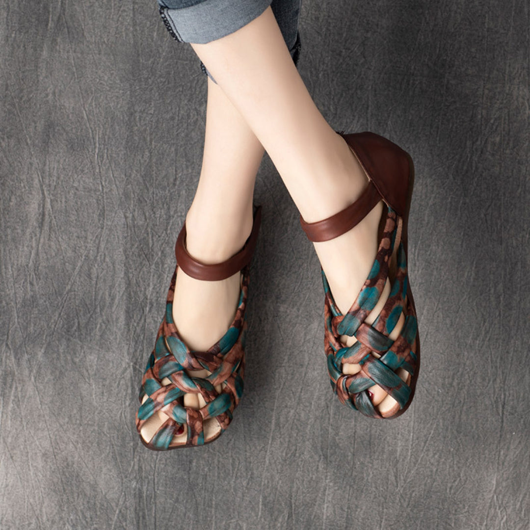 Retro Handmade Woven Leather Sandals - Luckyback