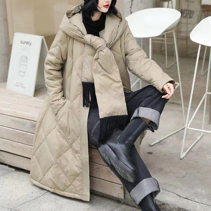 Retro Hooded A-Line Warm Duck Down Coat