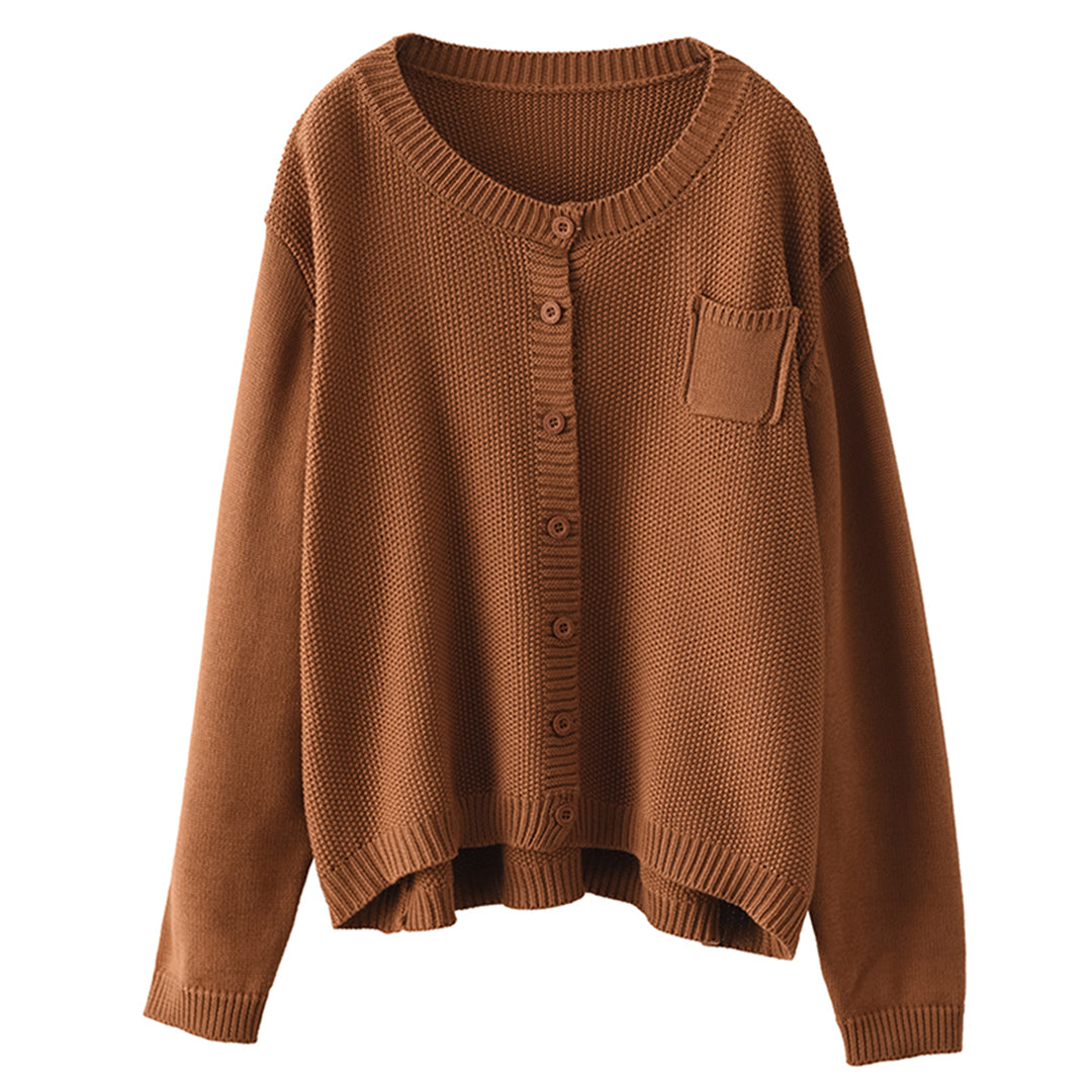 Retro Knitted Stand Collar Cardigan Coat Casual Outerwear
