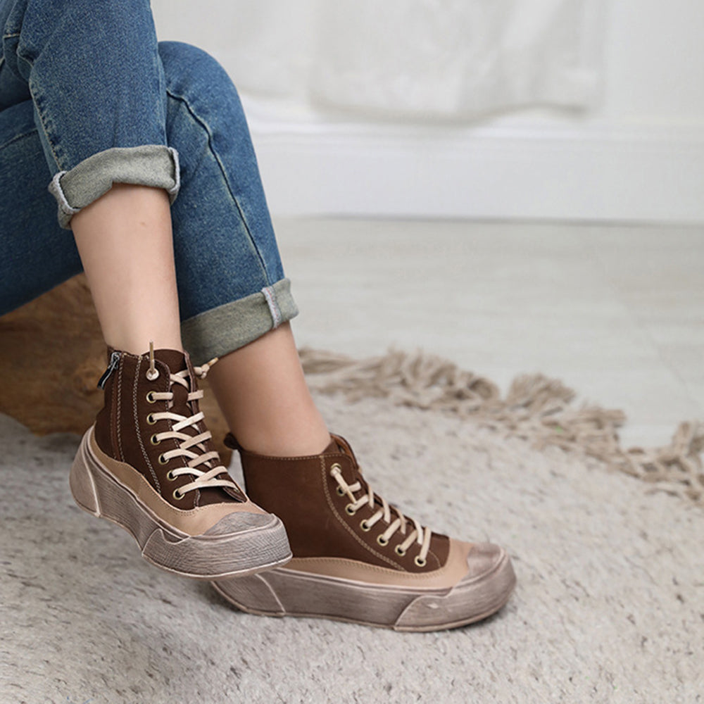 Retro Lace-Up Casual Flat Shoes