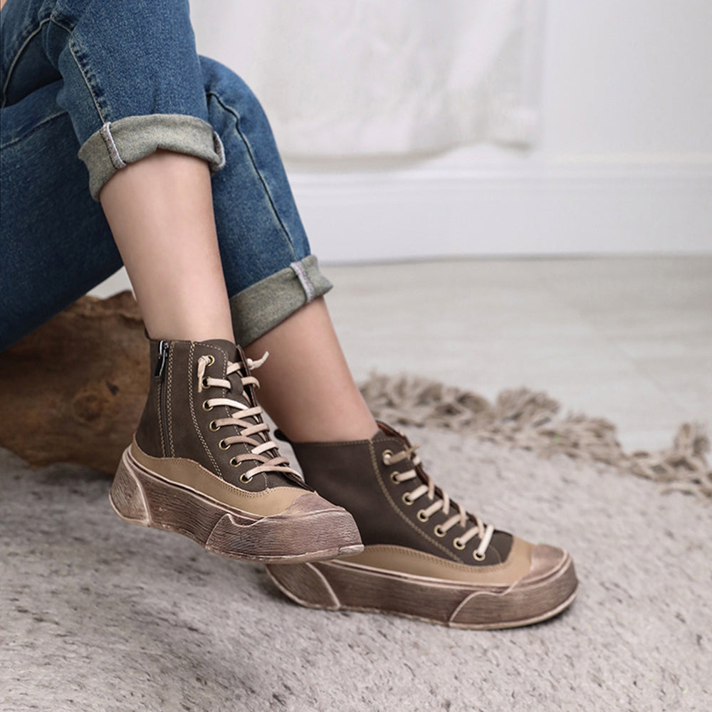 Retro Lace-Up Casual Flat Shoes