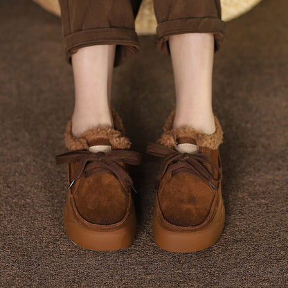 Retro Lace-up Comfortable Fleece Snow Shoes