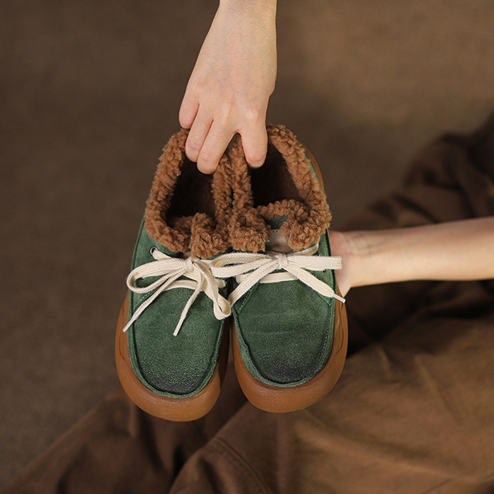 Retro Lace-up Comfortable Fleece Snow Shoes