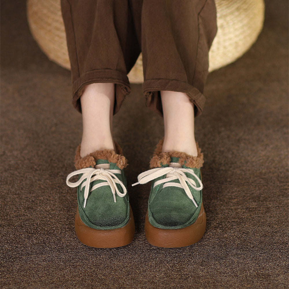 Retro Lace-up Comfortable Fleece Snow Shoes