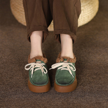 Retro Lace-up Comfortable Fleece Snow Shoes