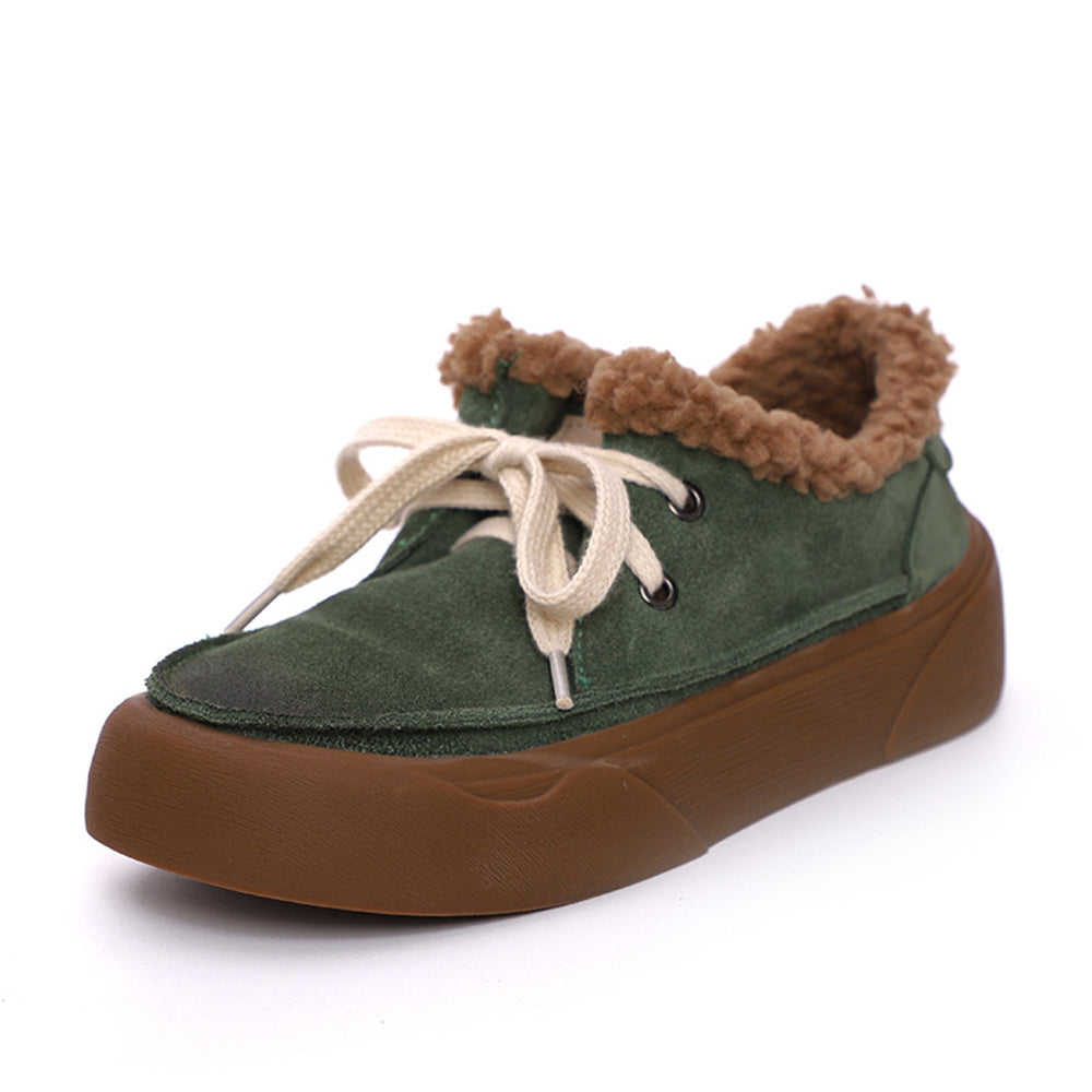 Retro Lace-up Comfortable Fleece Snow Shoes