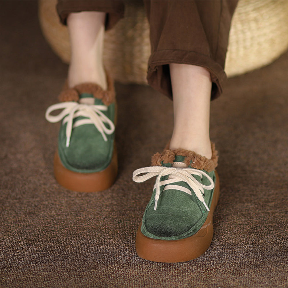 Retro Lace-up Comfortable Fleece Snow Shoes