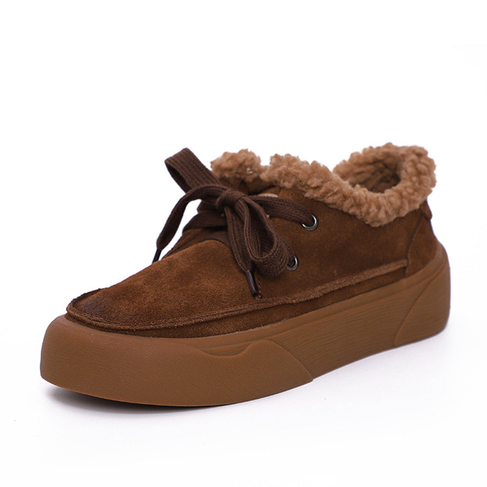Retro Lace-up Comfortable Fleece Snow Shoes