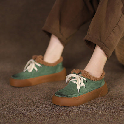 Retro Lace-up Comfortable Fleece Snow Shoes