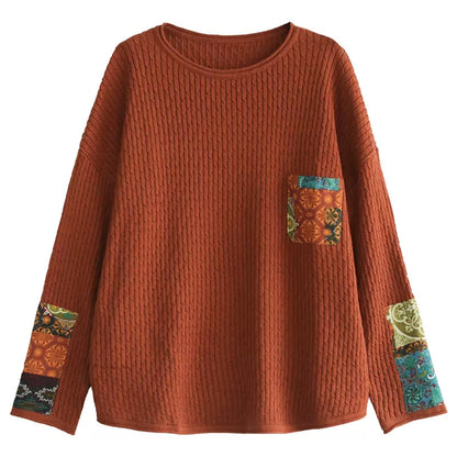 Retro Loose Fit Appliqued Thin Sweater