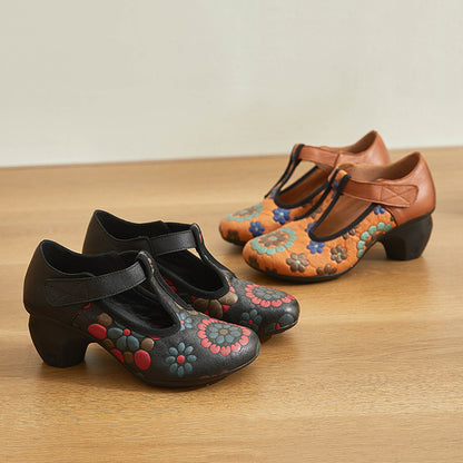 Retro Printed Ethnic Style Velcro Single Shoes