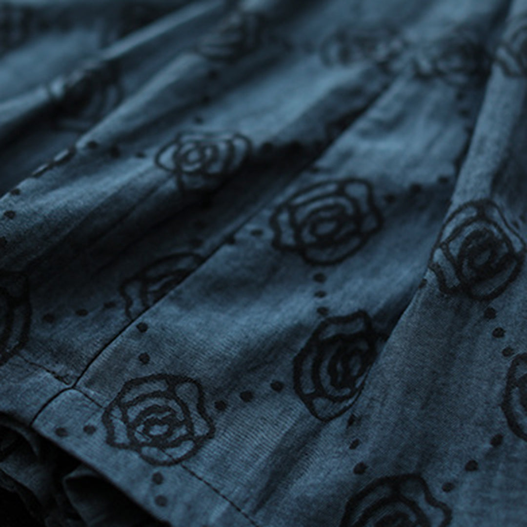 Retro Rose Jacquard Midi Skirt - Luckyback