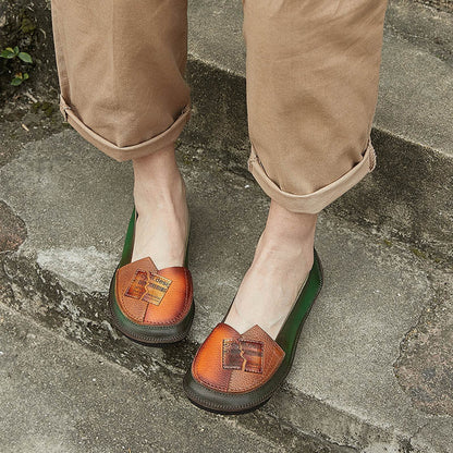Retro Spliced Color-block Flat Shoes
