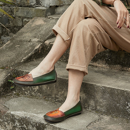 Retro Spliced Color-block Flat Shoes