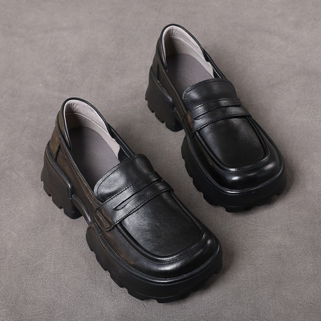 Retro Women Leather Loafer Shoes - Luckyback