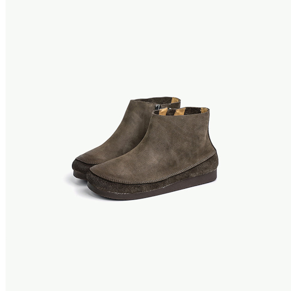 Side Zippers Retro Women Single Leather Boots